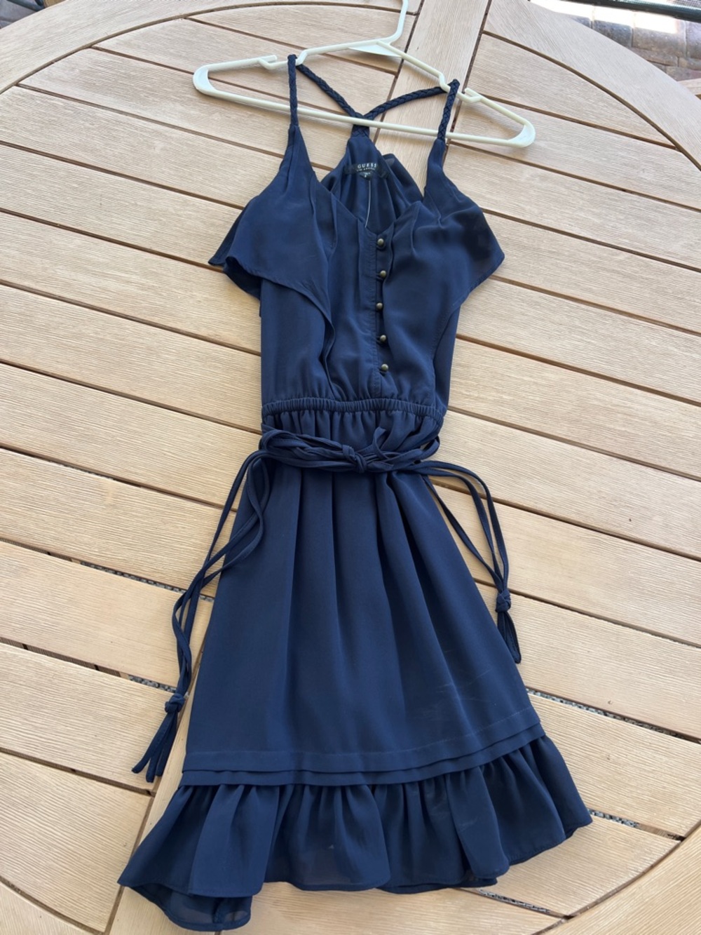 Guess Navy Blue Ruffled Mini Dress